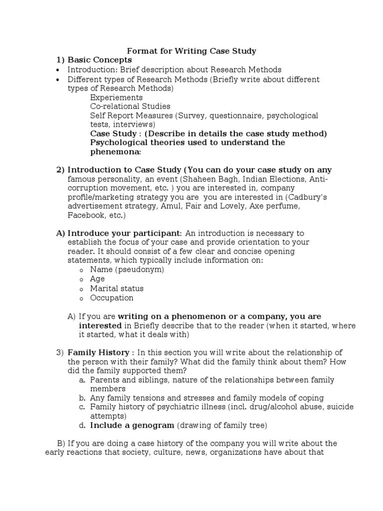 Format For Writing Case Study | Download Free PDF | Case Study | Family