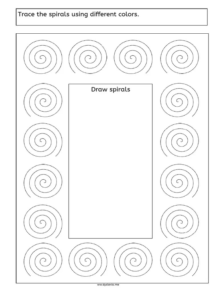 Trace The Spirals Using Different Colors.: WW - Dyslexia.me | PDF