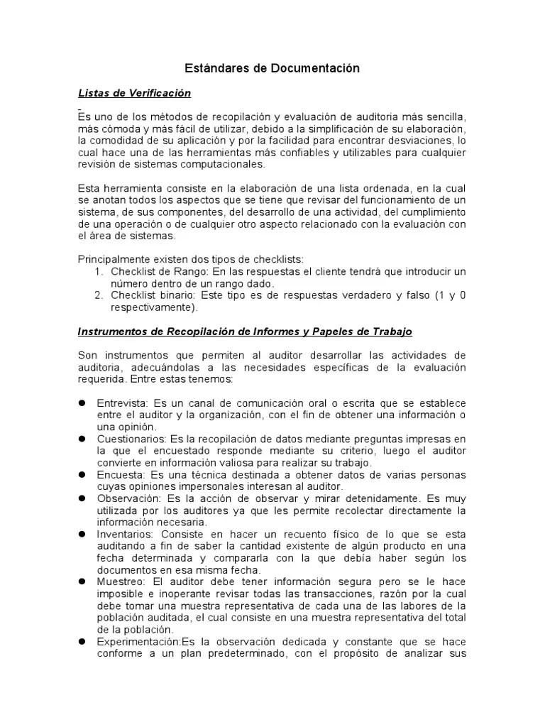 Estándares De Documentación | PDF | Contralor | Información