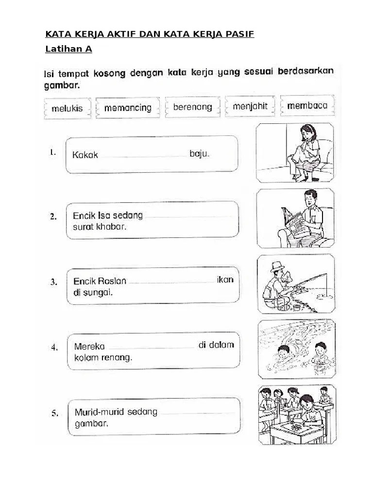 Sewaktu berbaring di pantai dia ____. Bahasa Melayu Tahun 1 Latihan Kata Kerja Kata Kerja Pasif Pdf