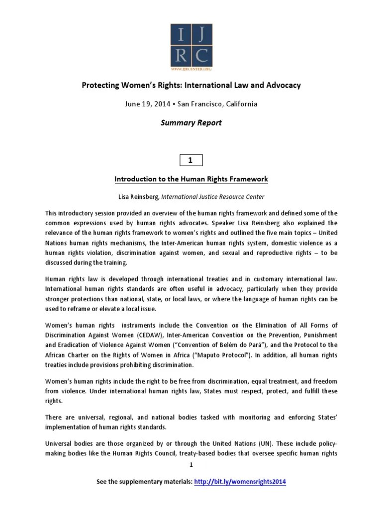 Protecting Women's Rights: International Law And Advocacy | PDF | Convention On The Elimination ...