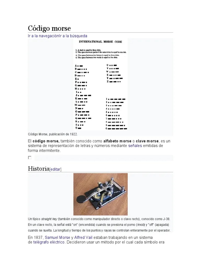Historia Código Morse | PDF | Codificaciones | Telegrafía