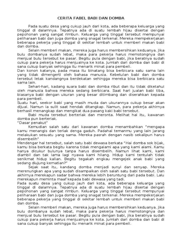 Cerita Fabel Babi Dan Domba | PDF