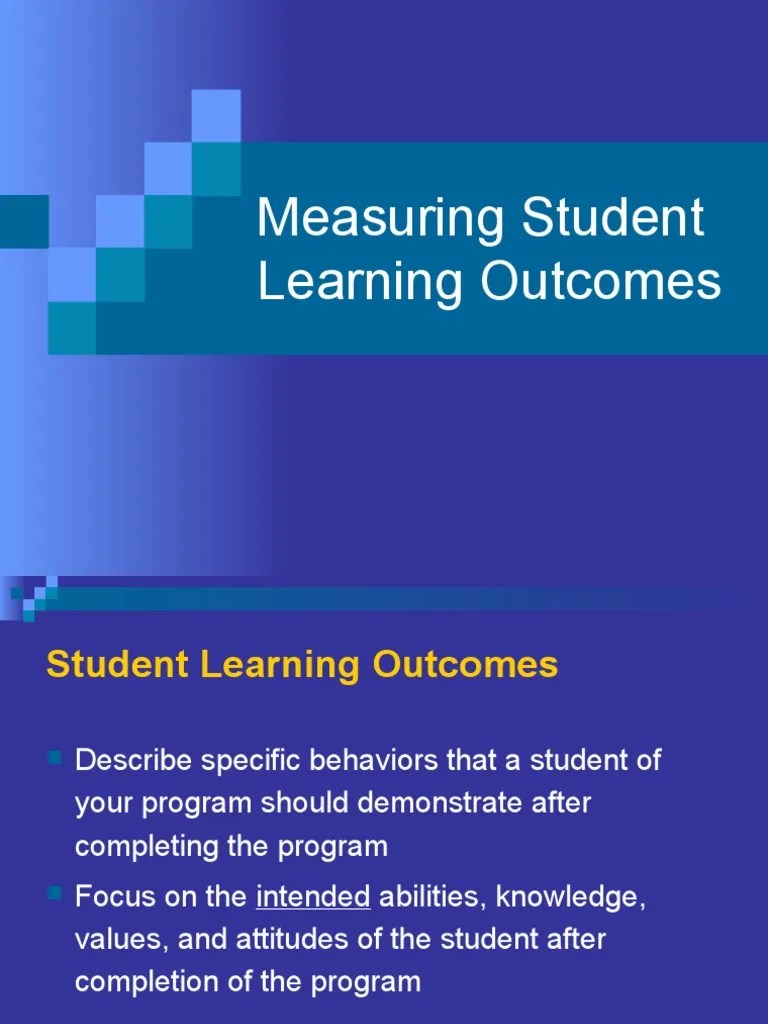Measuring Student Learning Outcomes | PDF | Educational Assessment ...