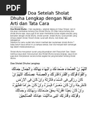 Bacaan Doa Setelah Sholat Dhuha Lengkap Dengan Niat Arti Dan Tata Cara | PDF