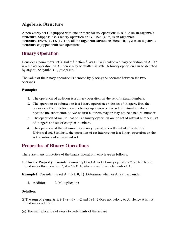 Algebraic Structure Unit 4 | PDF | Ring (Mathematics) | Group (Mathematics)