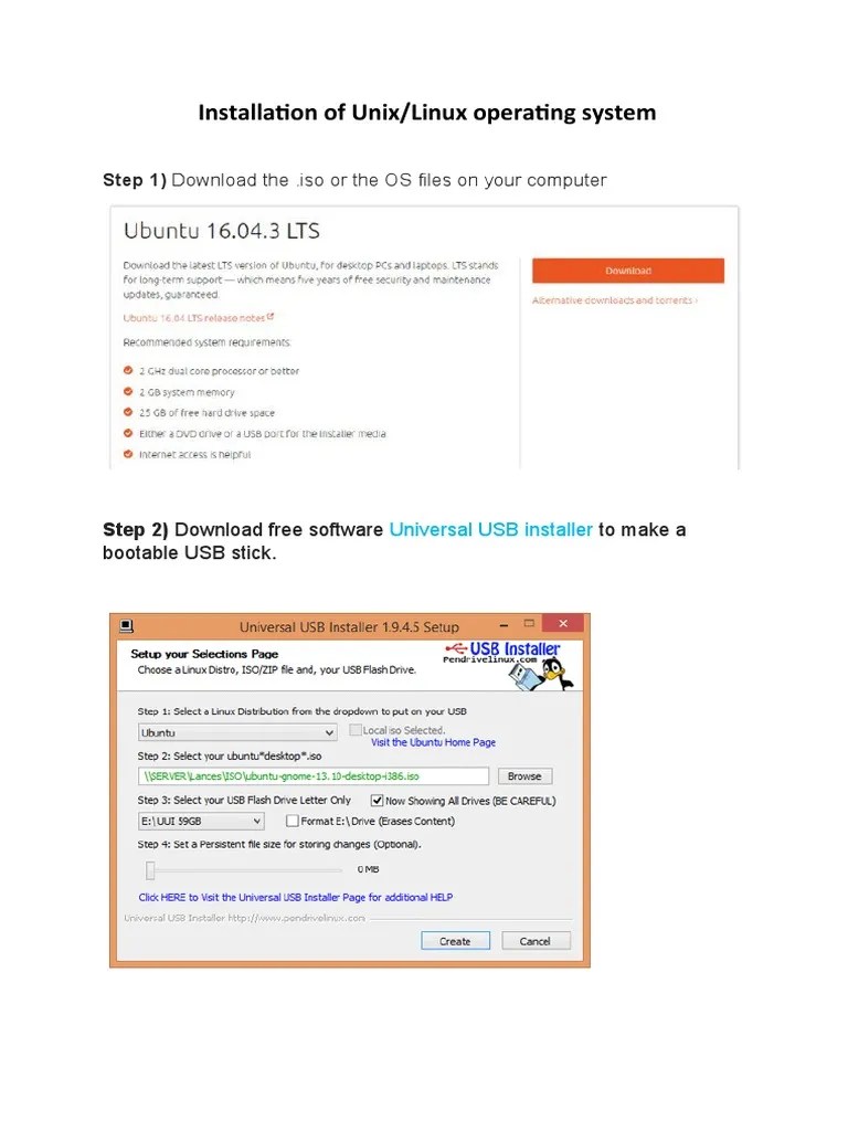 Installation Of Unix/Linux Operating System: Step 1) Download The .Iso Or The OS Files On Your ...