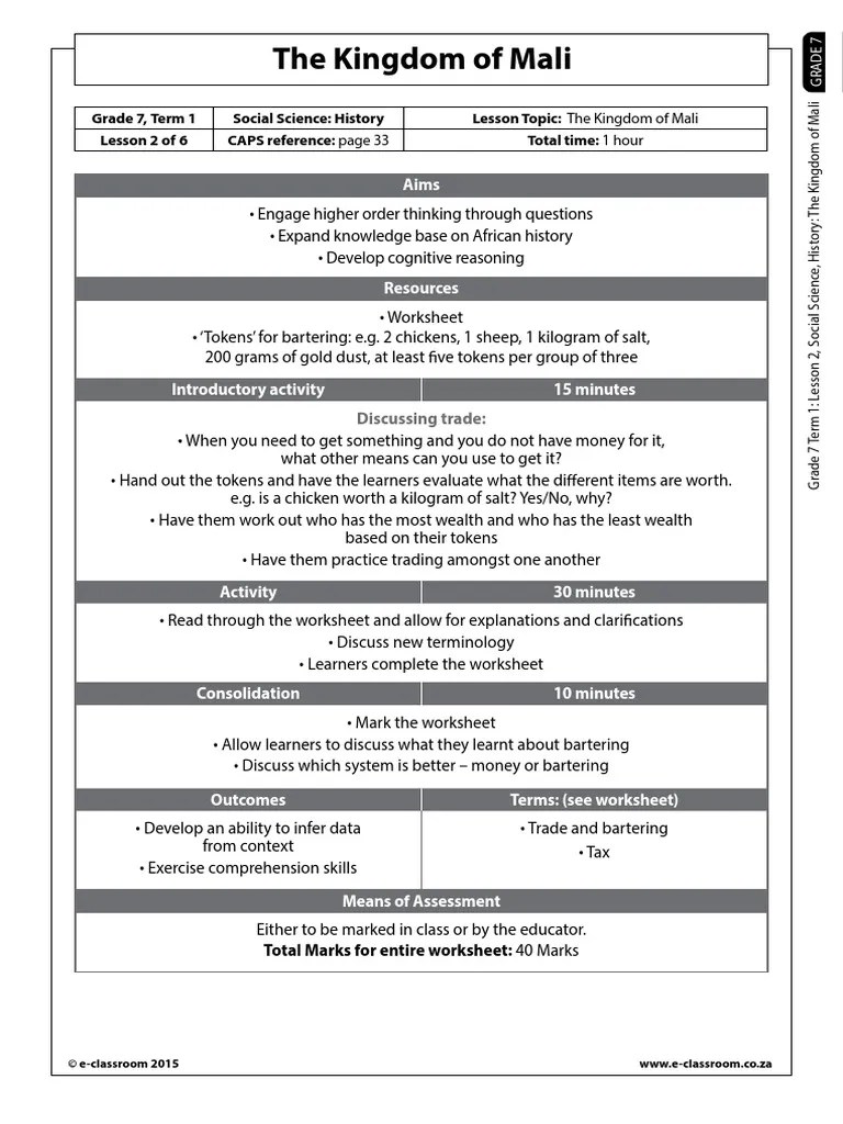 enggr7t1 ss history kingdom of mali l2 pdf mali trade