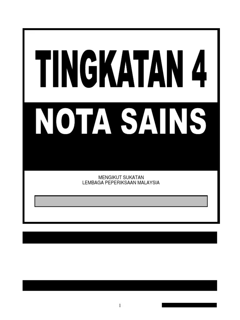 Dalam bahasa melayu (bm) dan bahasa inggeris (english). Tingkatan 4 Nota Sains Kssm Bab 1 3 2020 Pdf