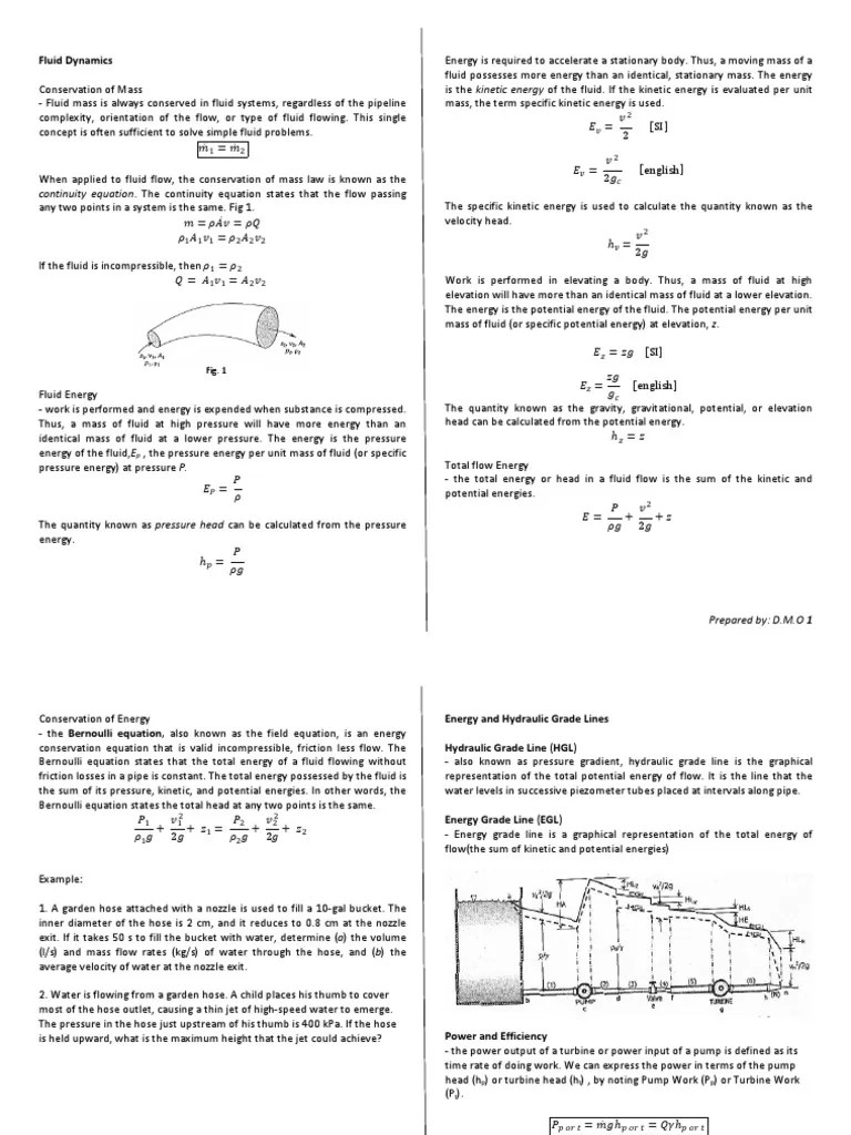 Fluid Dynamics: Continuity Equation. The Continuity Equation States ...