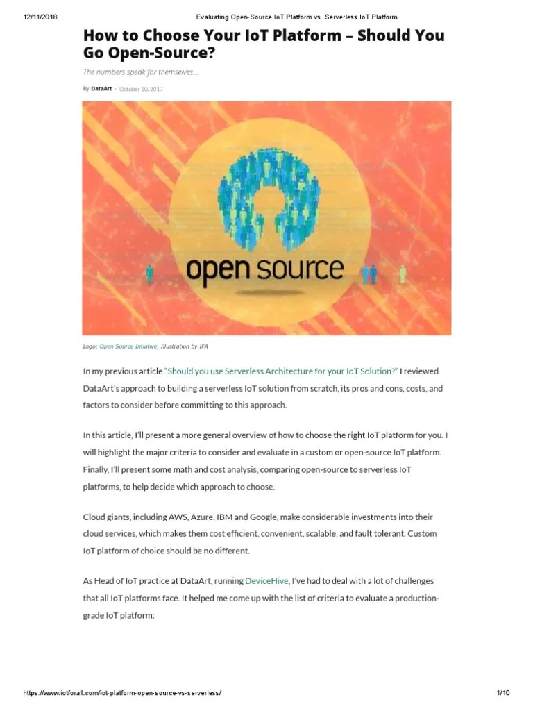 Evaluating Open-Source IoT Platform Vs. Serverless IoT Platform | PDF ...