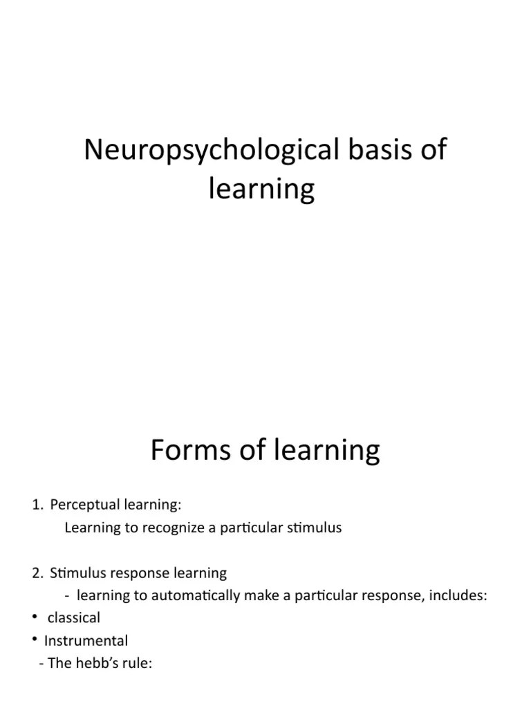 Neuropsychological Basis Of Learning And Memory | Download Free PDF ...