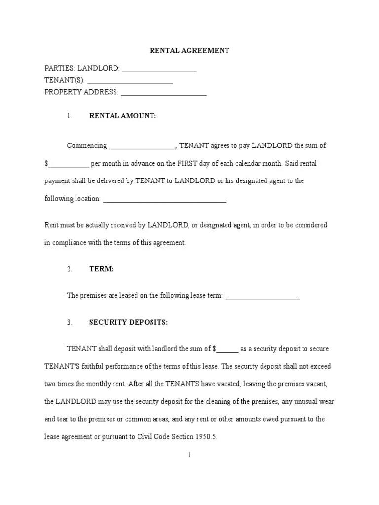 sample rental agreement for california lease leasehold