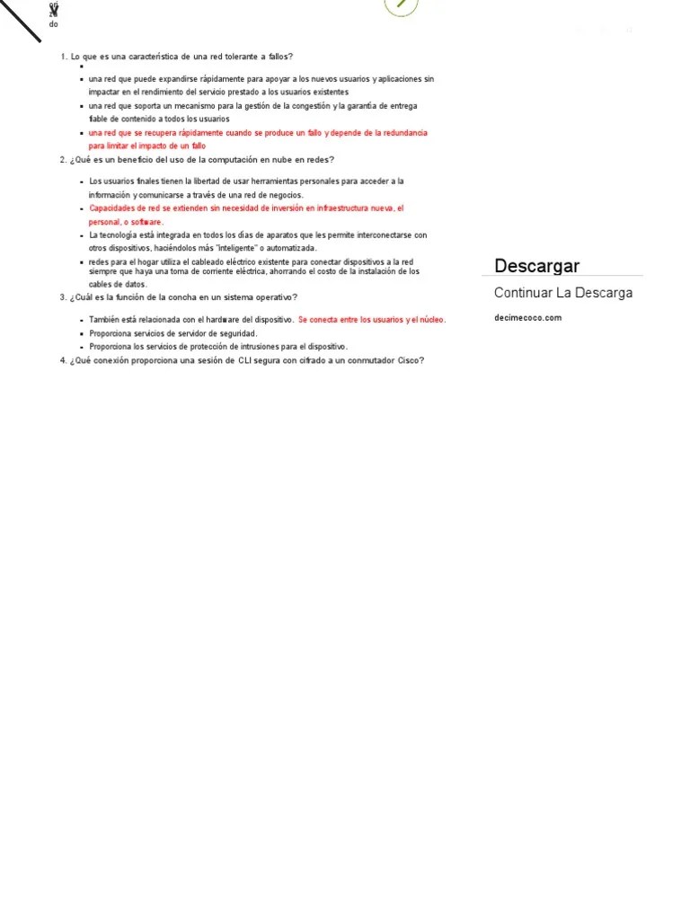 CCNA 1 Examen Final | PDF | Dirección IP | Red De Computadoras