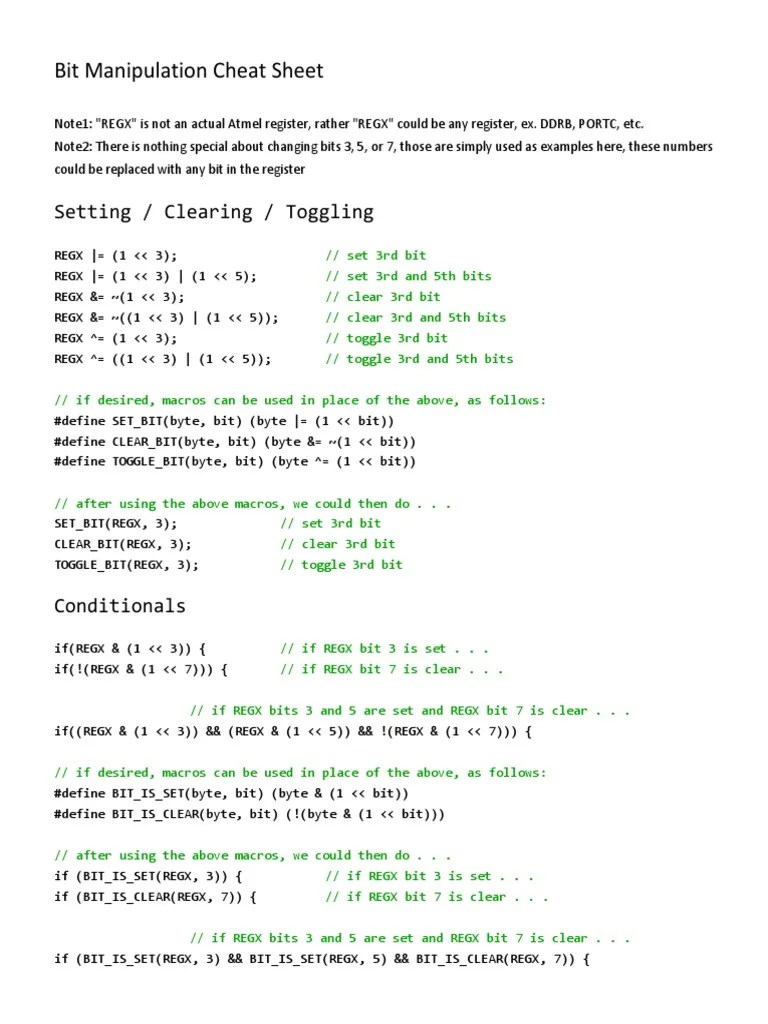 Bit Manipulation Cheat Sheet | PDF