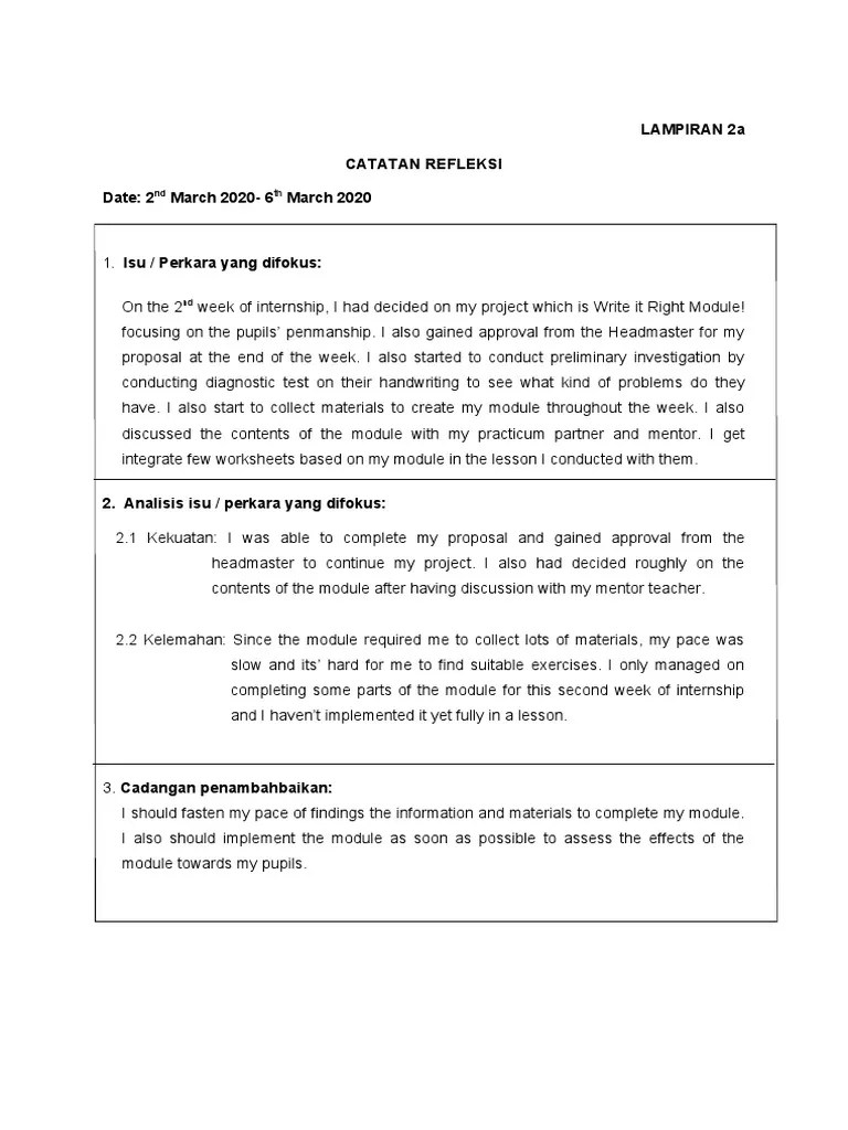 LAMPIRAN 2a - Reflection Week 2 | PDF