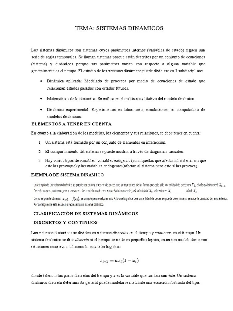 Sistemas Dinamicos | PDF | Sistema Dinamico | Linealidad