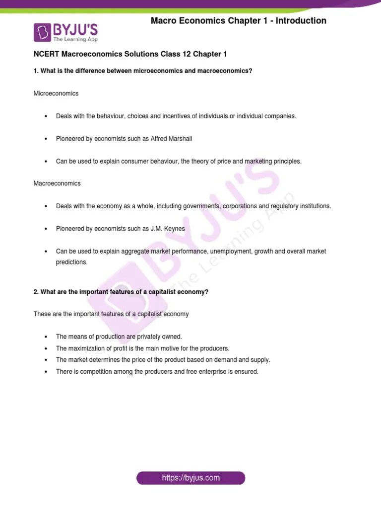 Ncert Sol Class 12 Macro Economics Chapter 1 PDF | PDF | Great ...