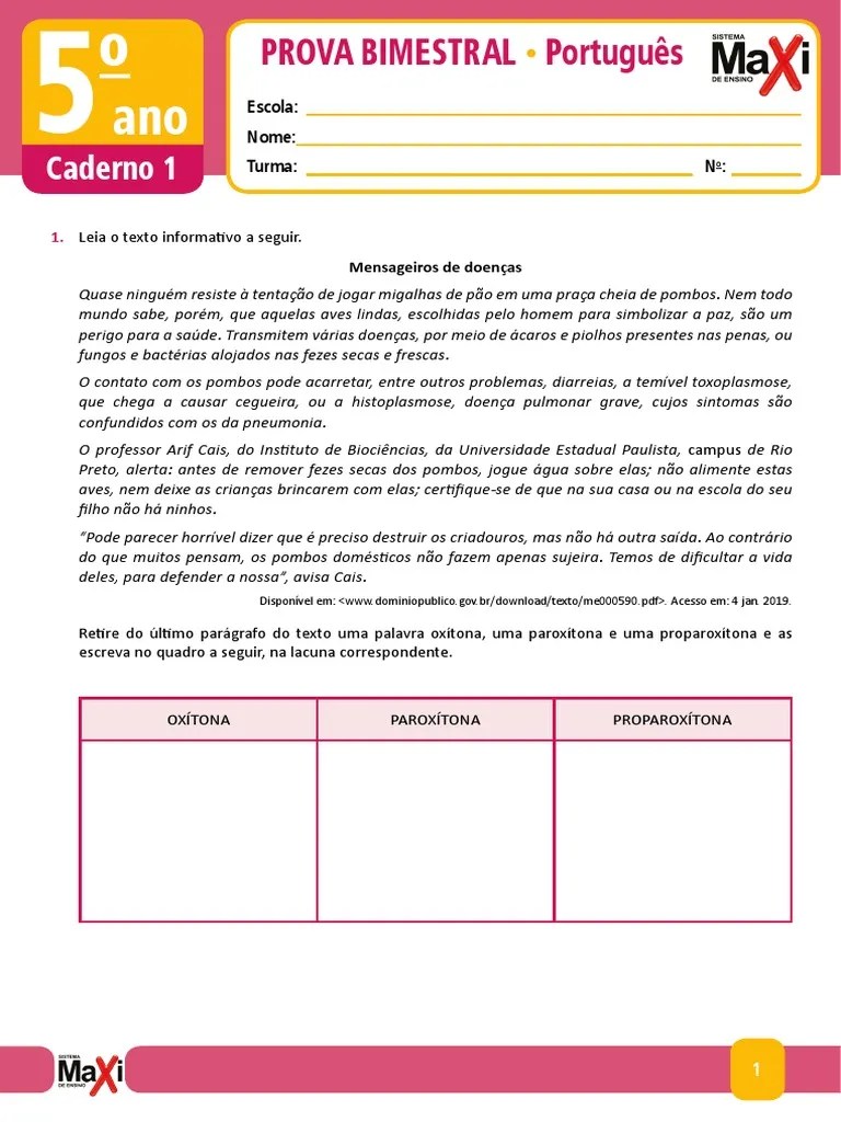 Língua Portuguesa 5º Ano Caderno 1 2020 PDF | PDF | Tempo | Escolas