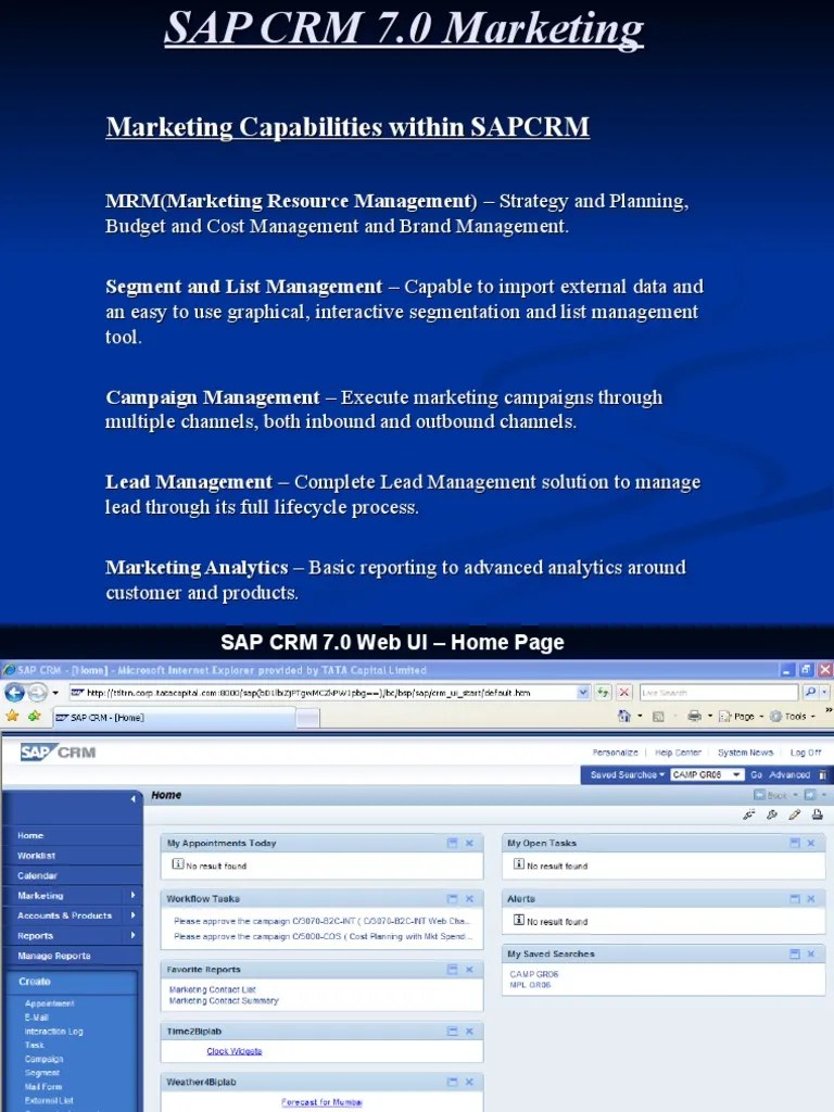 SAP CRM 7.0 Marketing | PDF | Analytics | Target Audience
