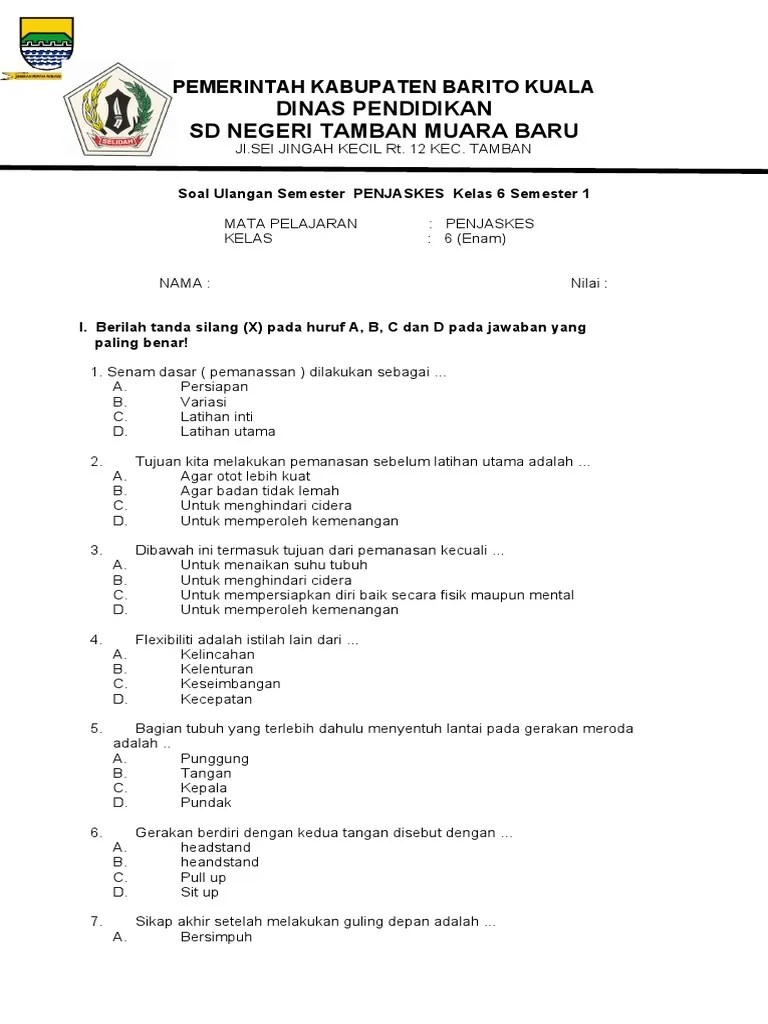 Soal US Penjas Kelas 6 | PDF
