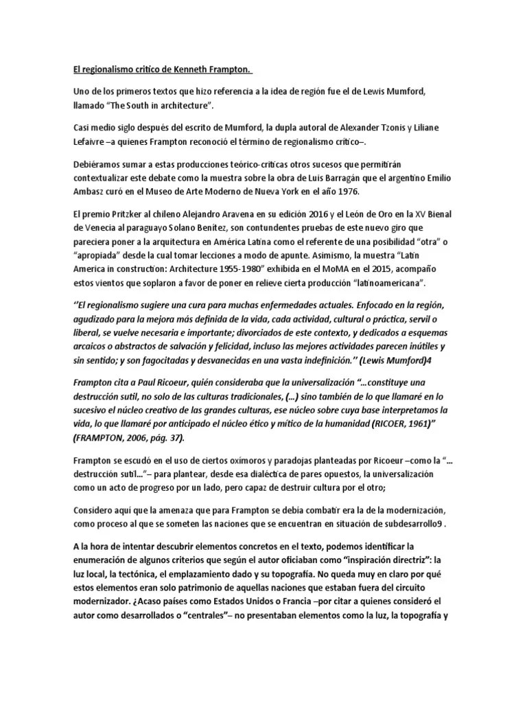 El Regionalismo Critico De Kenneth Frampton | PDF | Dialéctico | Science