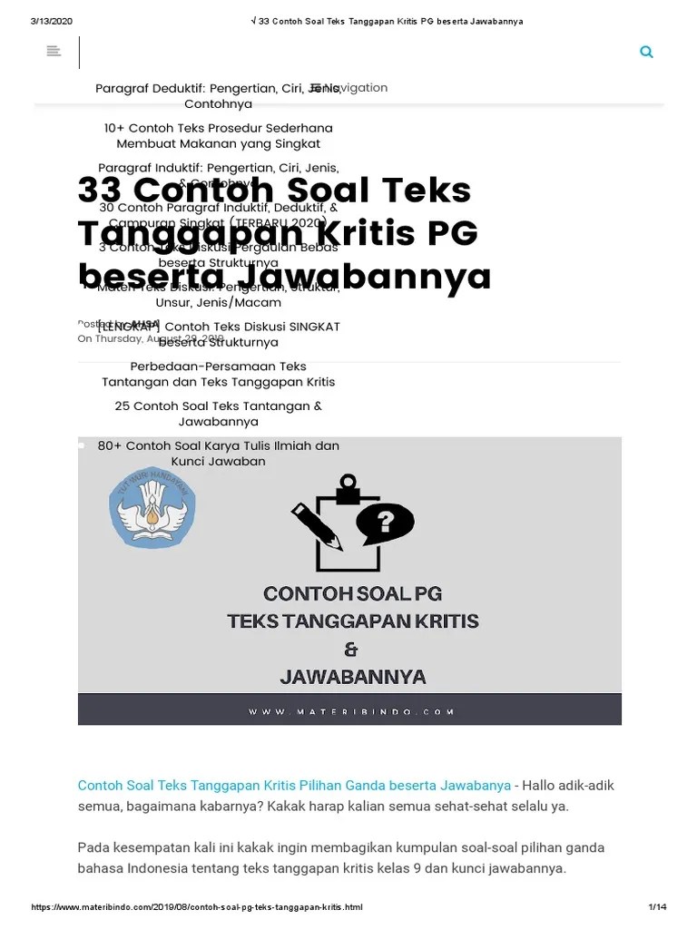 Contoh soal teks prosedur kompleks pilihan ganda beserta jawabanya hallo adik adik semua bagaimana kabarnya. Contoh Soal Teks Argumentasi Dan Jawabannya