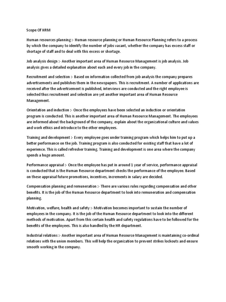 Scope Of HRM | PDF | Human Resource Management | Human Resources