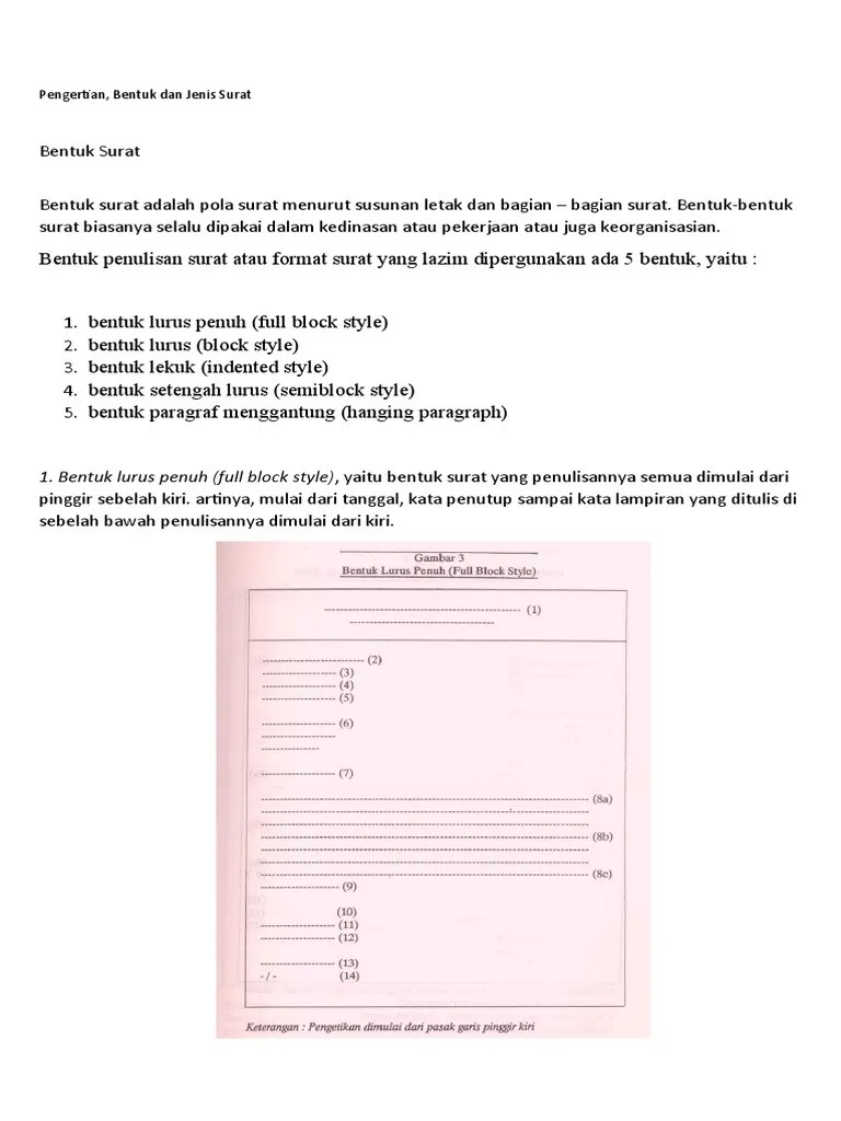 6 bentuk surat dan contohnya | bentuk lurus penuh, lurus, setengah lurus, lekuk, alinea menggantung dan resmi. Bentuk2 Surat Pdf