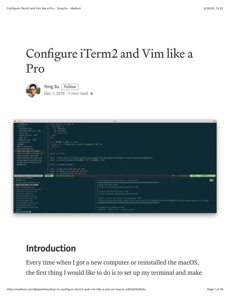 Configure Iterm2 And Vim Like A Pro - Yong Su - Medium PDF | PDF ...