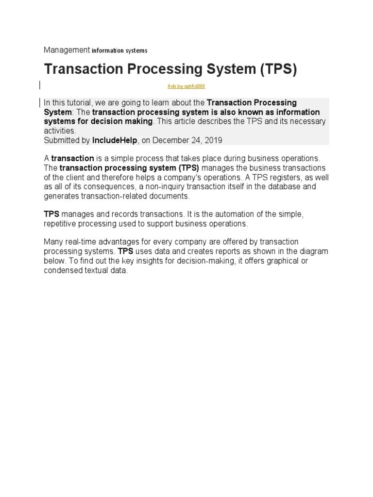 Transaction Processing System | PDF | Database Transaction | Databases