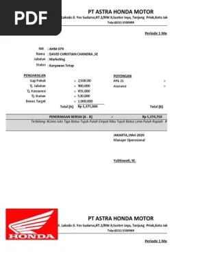 Atyo ahass 1204 gama motor slip gaji karyawan departement : Slip Ahm Pdf