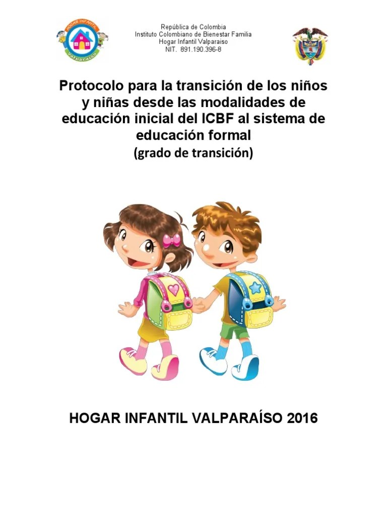 ANEXO No. 18 PROTOCOLO DE TRANSICION | PDF | Educación De La Primera Infancia | Conceptos ...