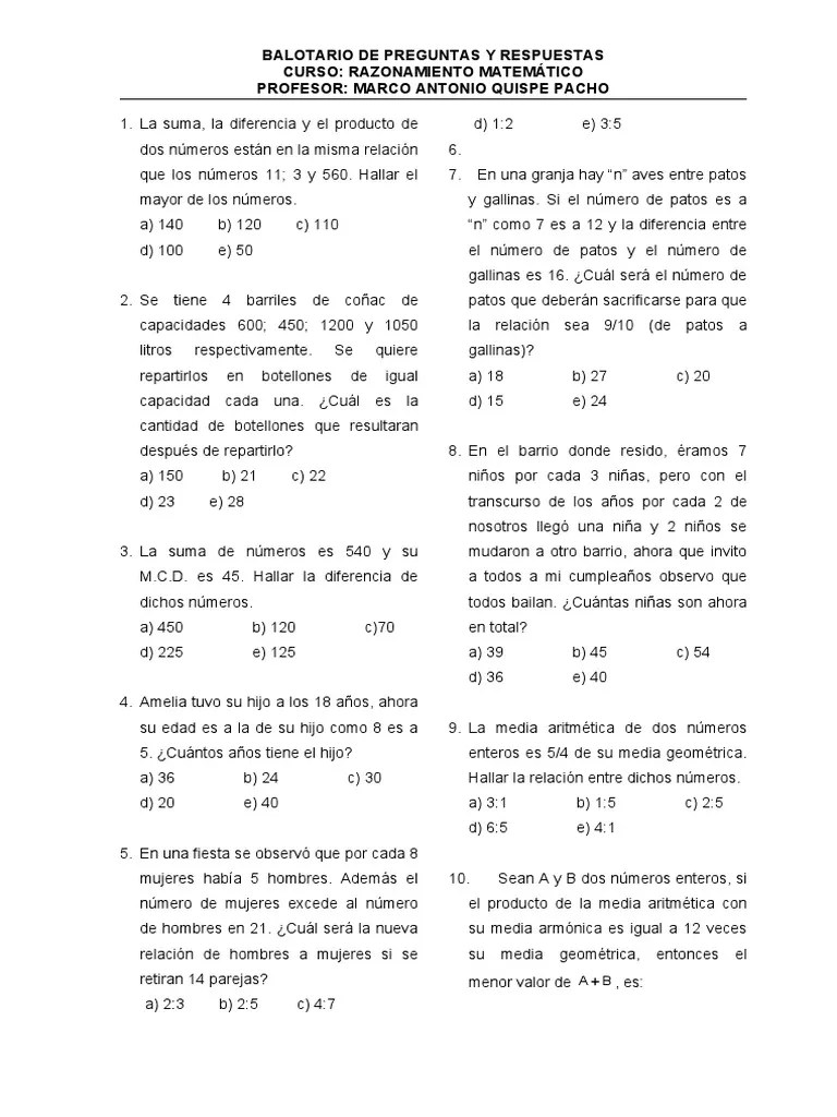 Banco De Preguntas SEGUNDO EXAMEN | PDF | Teoría De Los Números ...