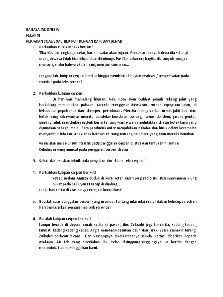 Tulis namamu di sudut kanan atas. Soal Uh Bahasa Indonesia Kelas Xi Tahun 2018 Pdf