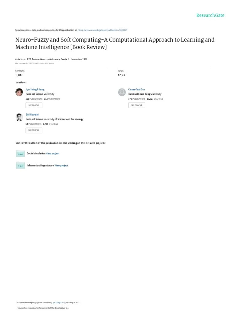 Neuro-Fuzzy And Soft Computing-A Computational Approach To Learning And ...