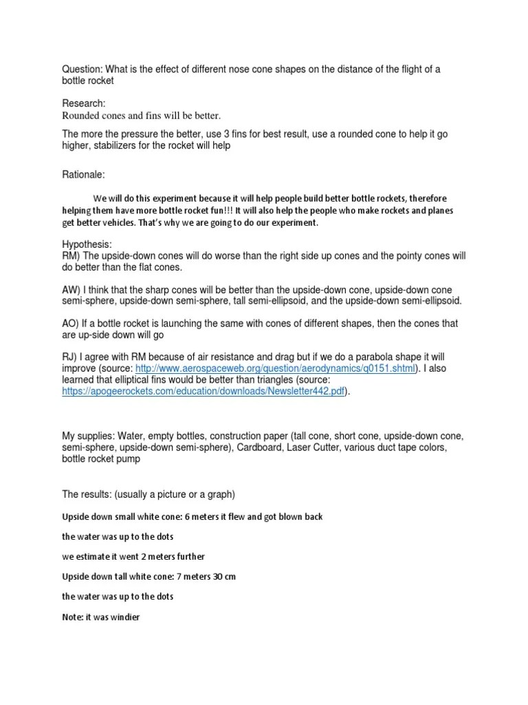 Bottle Rocket Science Project | PDF | Rocket | Spaceflight Technologies