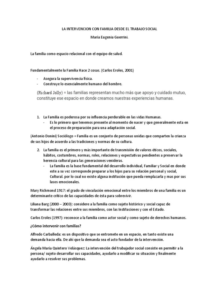 La Intervencion Con Familia Desde El Trabajo Social | PDF | Familia | Trabajo Social