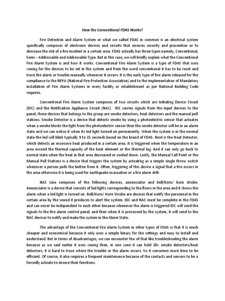 How The Conventional FDAS Works | PDF | Measuring Instrument | Safety