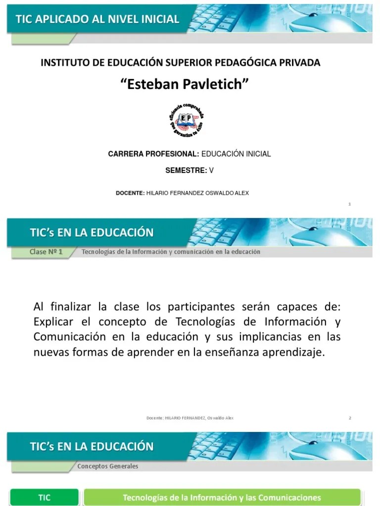 01 Tic En La Educacion - Inicial V | PDF | Maestros | Tecnología De Información Y Comunicaciones