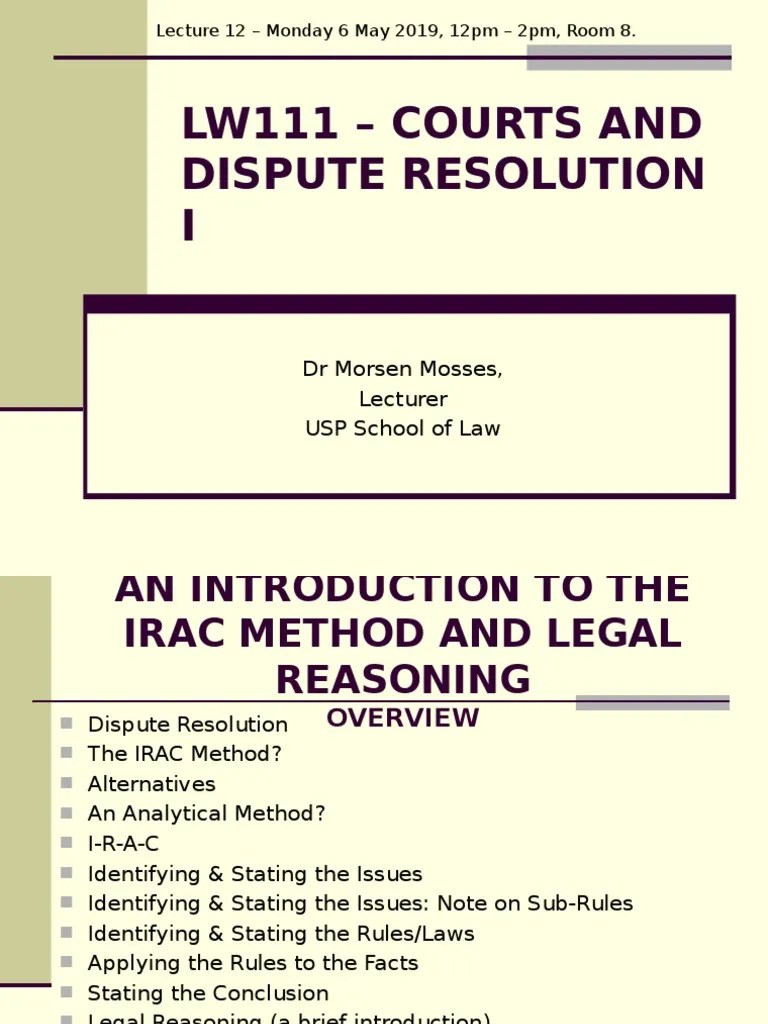 EmalusOnline - IRAC And Legal Reasoning Slides | PDF | Reason | Analogy