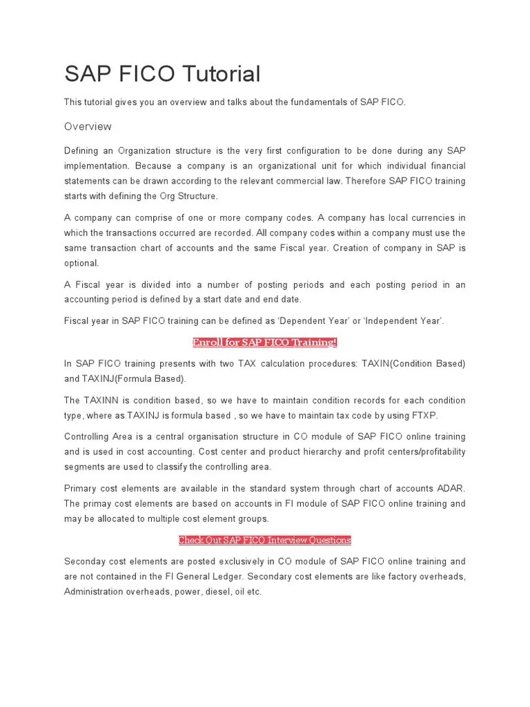 SAP FICO Tutorial PDF | PDF