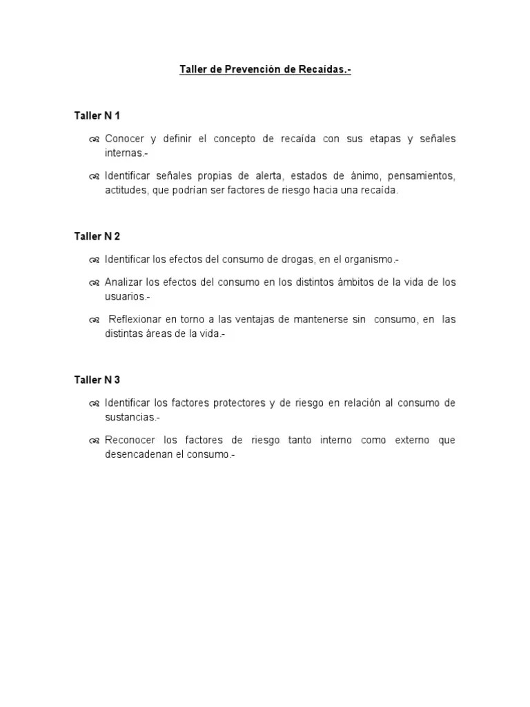 Taller De Prevención De Recaídas | PDF