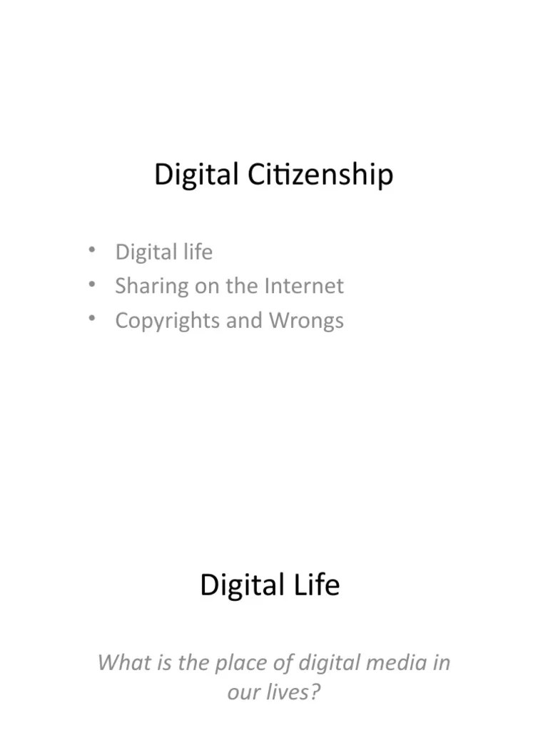 Digital Citizenship: - Digital Life - Sharing On The Internet | PDF | Cyberbullying | Copyright