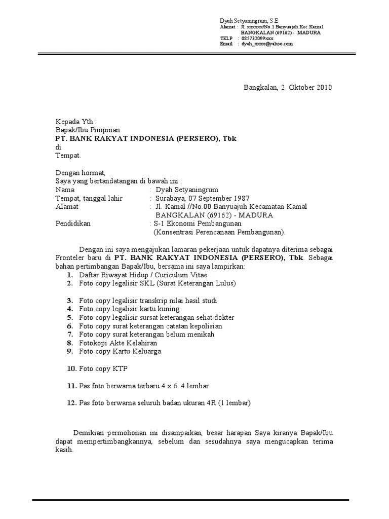 Mira ryanti tempat & tgl. Contoh Surat Lamaran Kerja File Pdf - Contoh Surat
