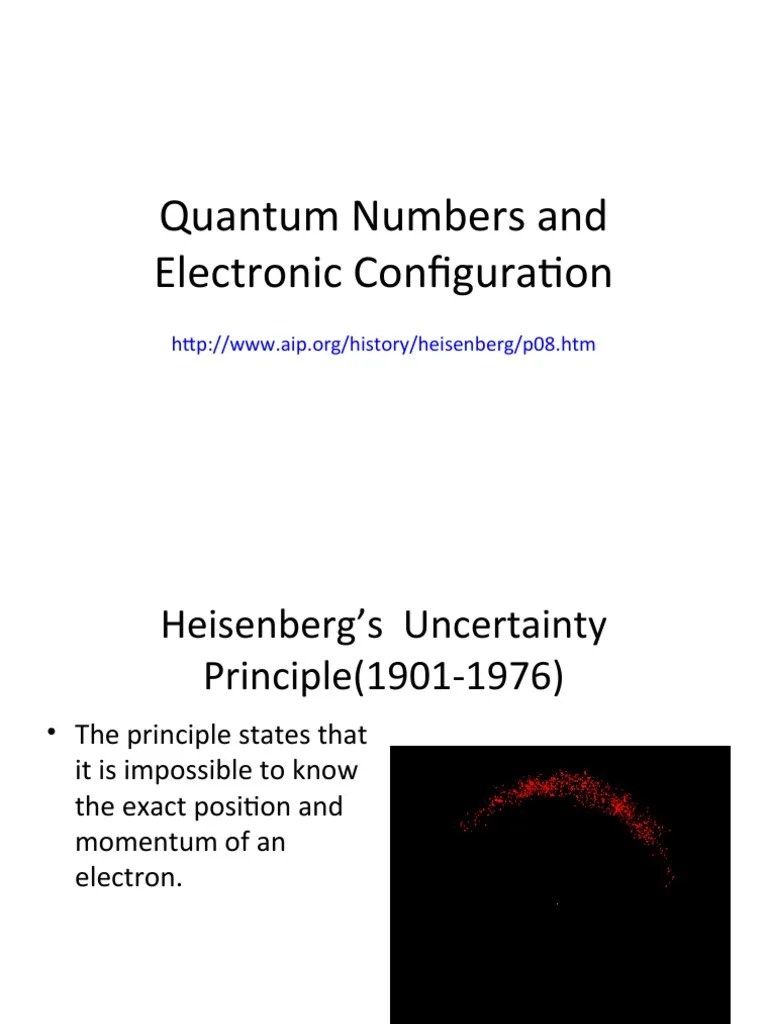Quantum Numbers And Electronic Configuration | PDF