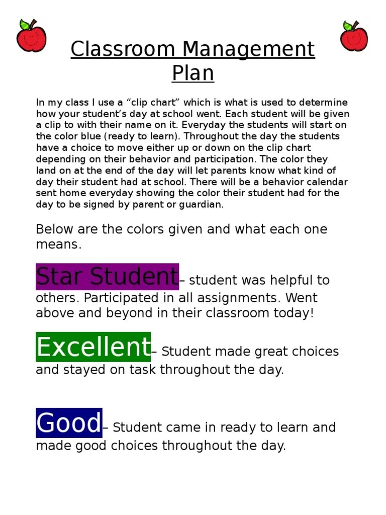 Classroom Management Plan | PDF