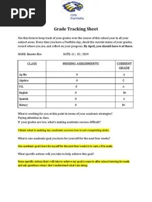 The forms below will help you keep track of attendance, homework assignments, and students' grades throughout the year. Ernesto Rico November Grade Tracking Sheet 1 Pdf