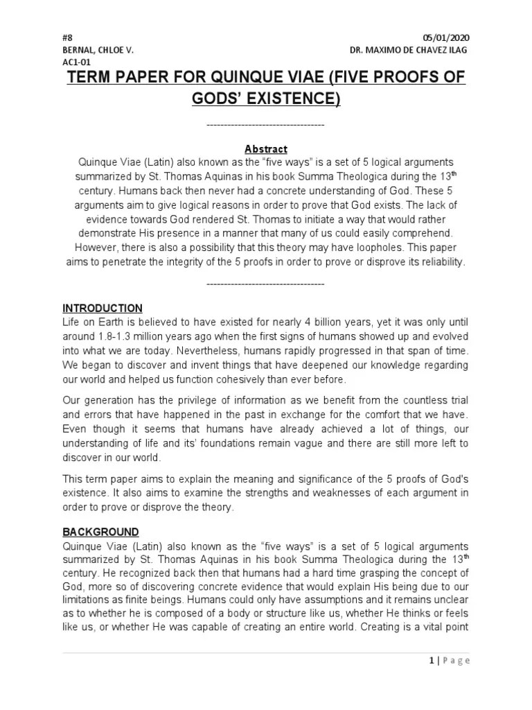 5 Proofs Of God's Existence | PDF | Thomas Aquinas | Existence Of God