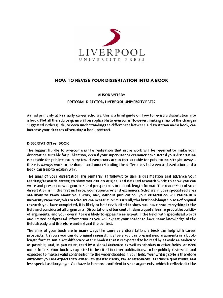 How To Revise Your Dissertation Into A Book | PDF | Thesis | Books